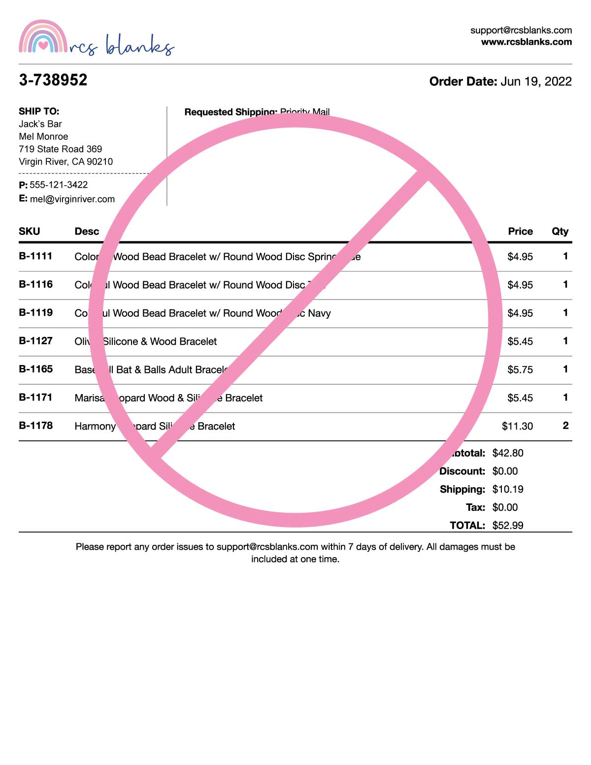 No Receipt - Gift or Dropship