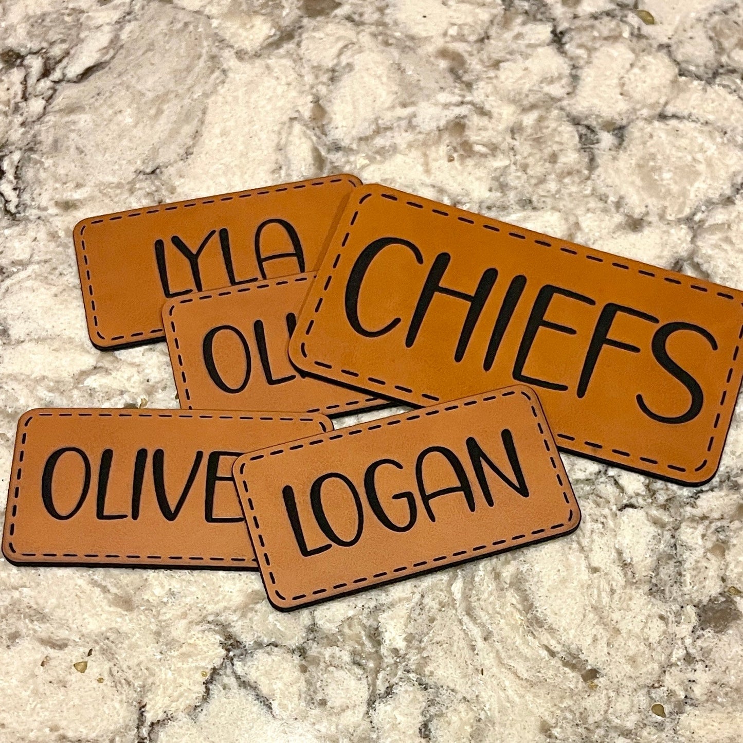 Personalized Leatherette Hat Patches - Heat Activated