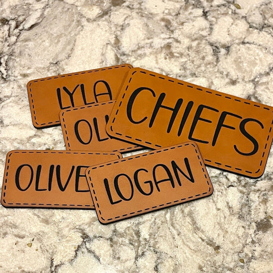 Personalized Leatherette Hat Patches - Heat Activated