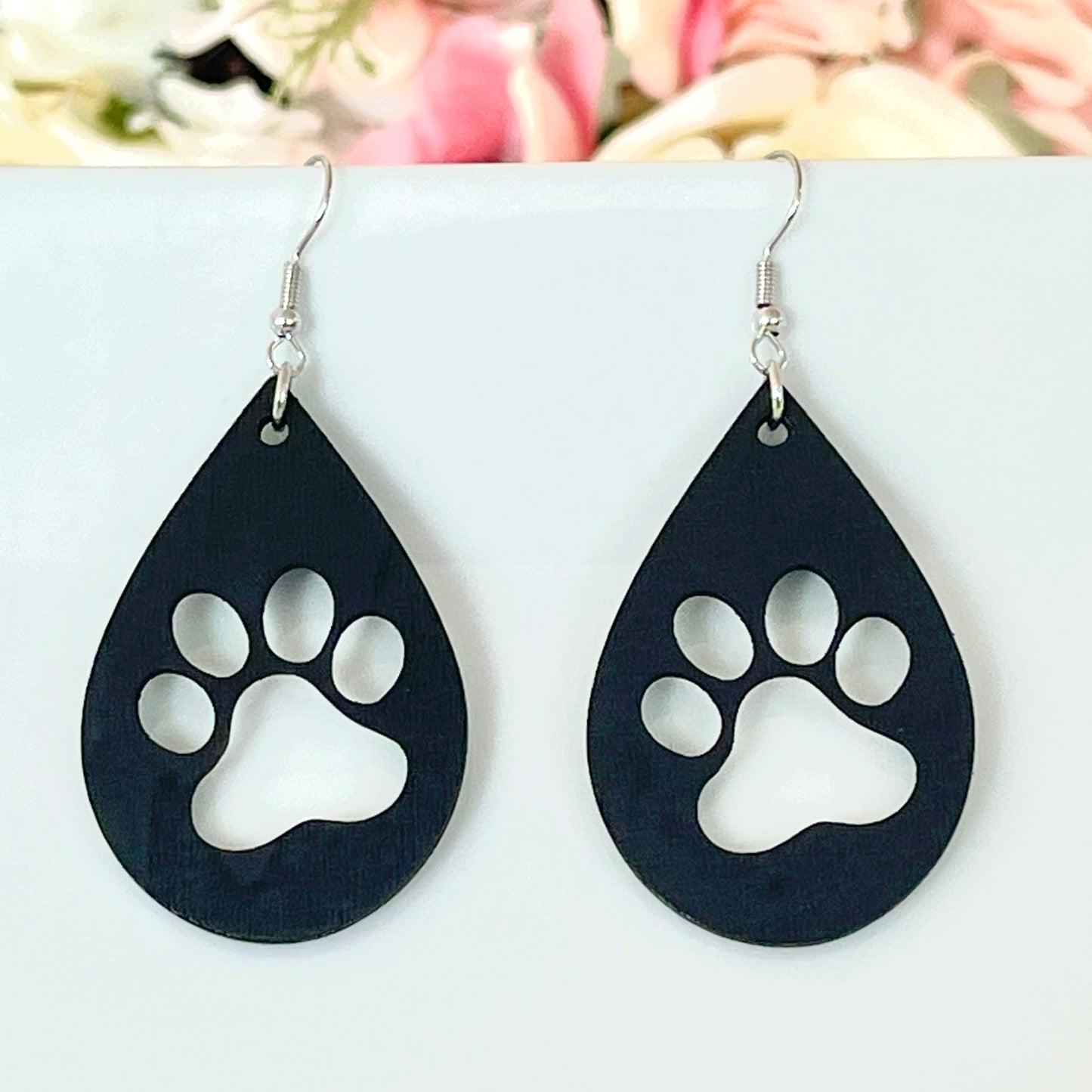 Paw Print Wood Earrings