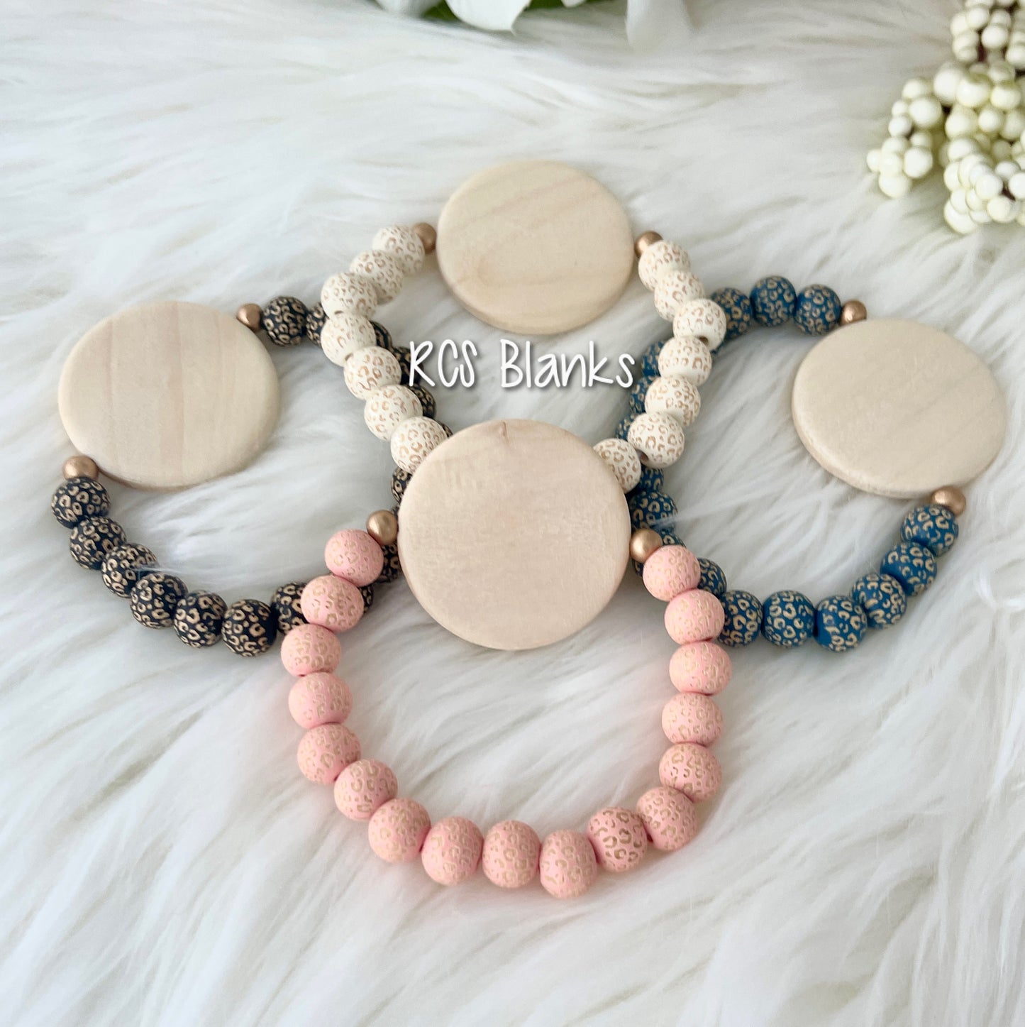 City Lights Leopard Wood Disc Bracelet