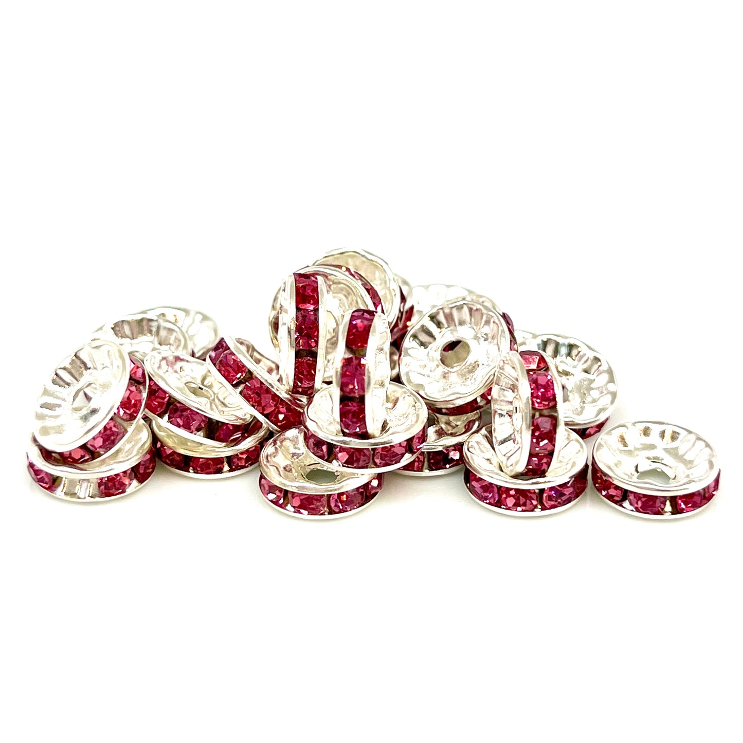 Rose Rhinestone Spacer Beads - 10mm