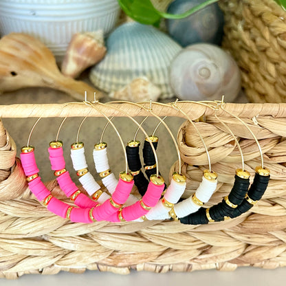 Black Beaded Hoop Earrings