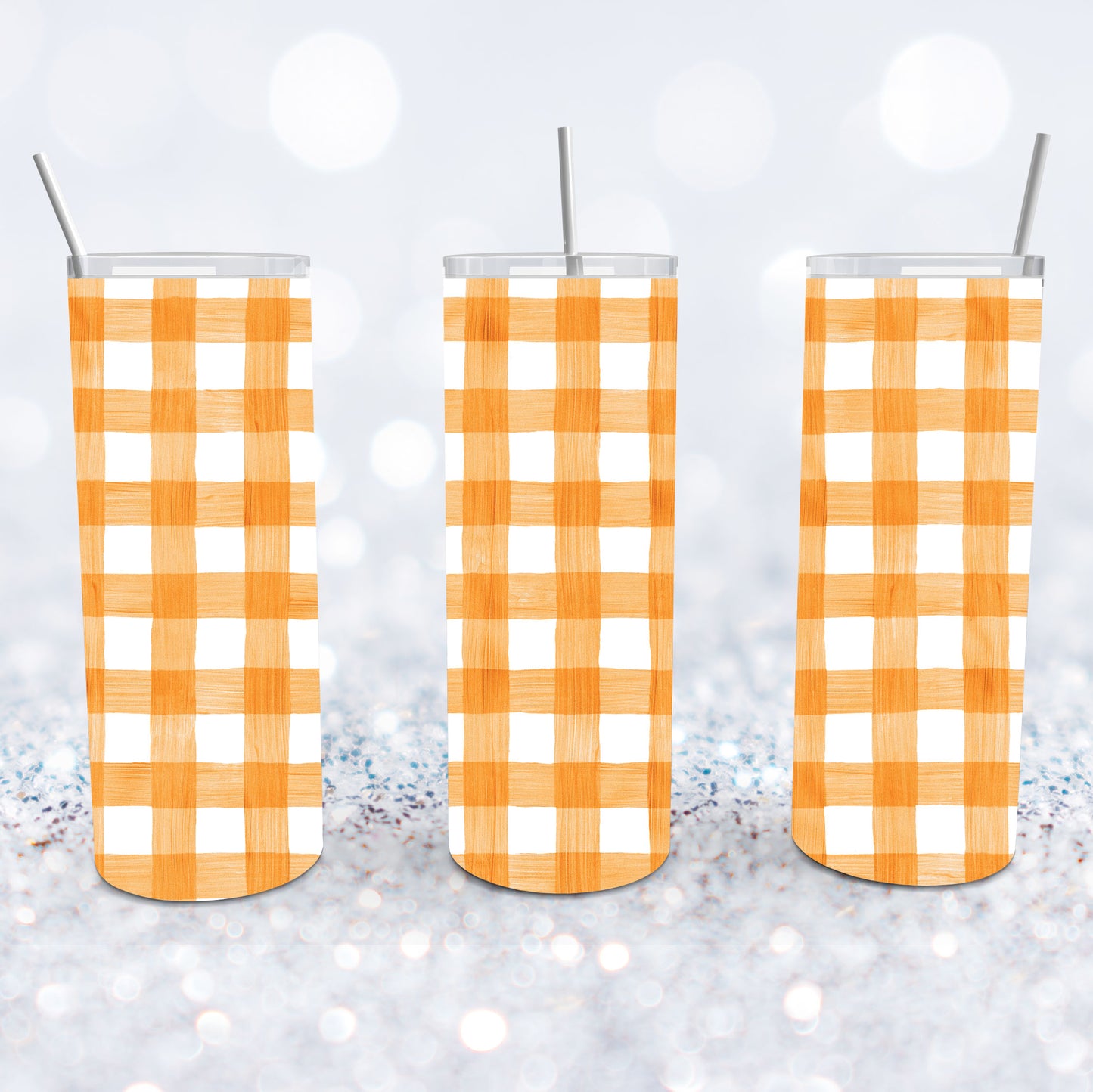Orange Plaid Tumbler