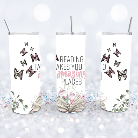 Reading Takes You Places Tumbler