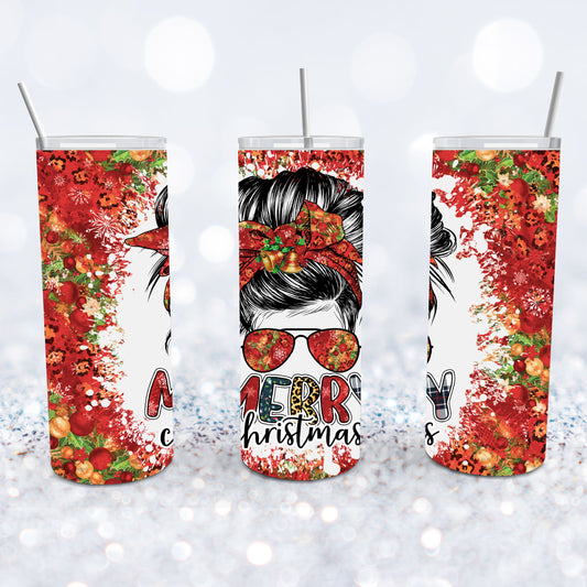 Messy Bun Christmas Tumbler
