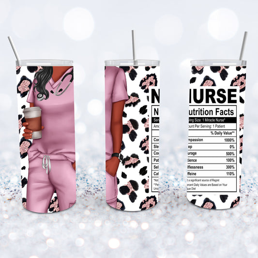 Black Nurse Pink Leopard Tumbler