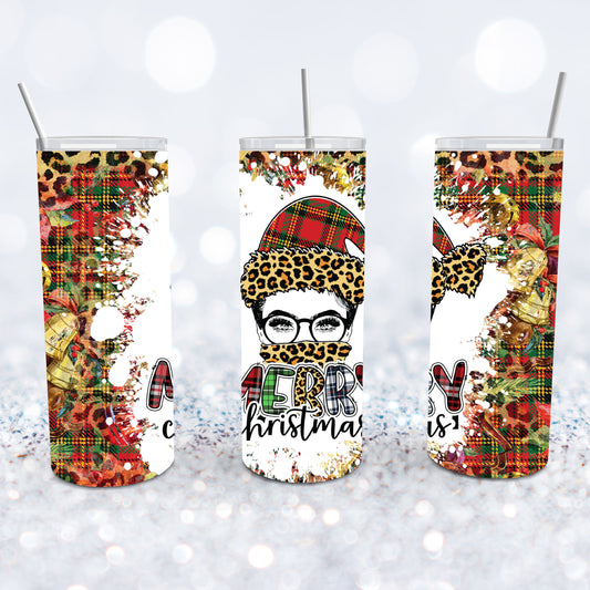 Leopard Plaid Merry Christmas Tumbler