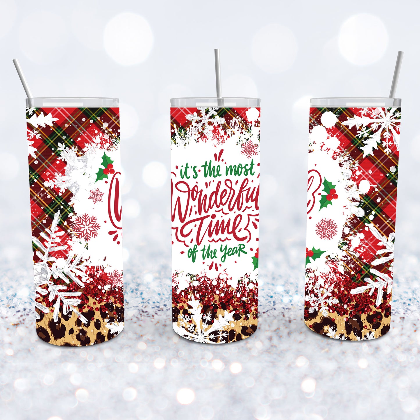 Most Wonderful Time Plaid Tumbler