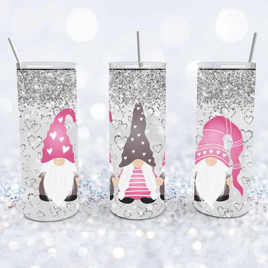 Glittery Valentine Gnomes Tumbler