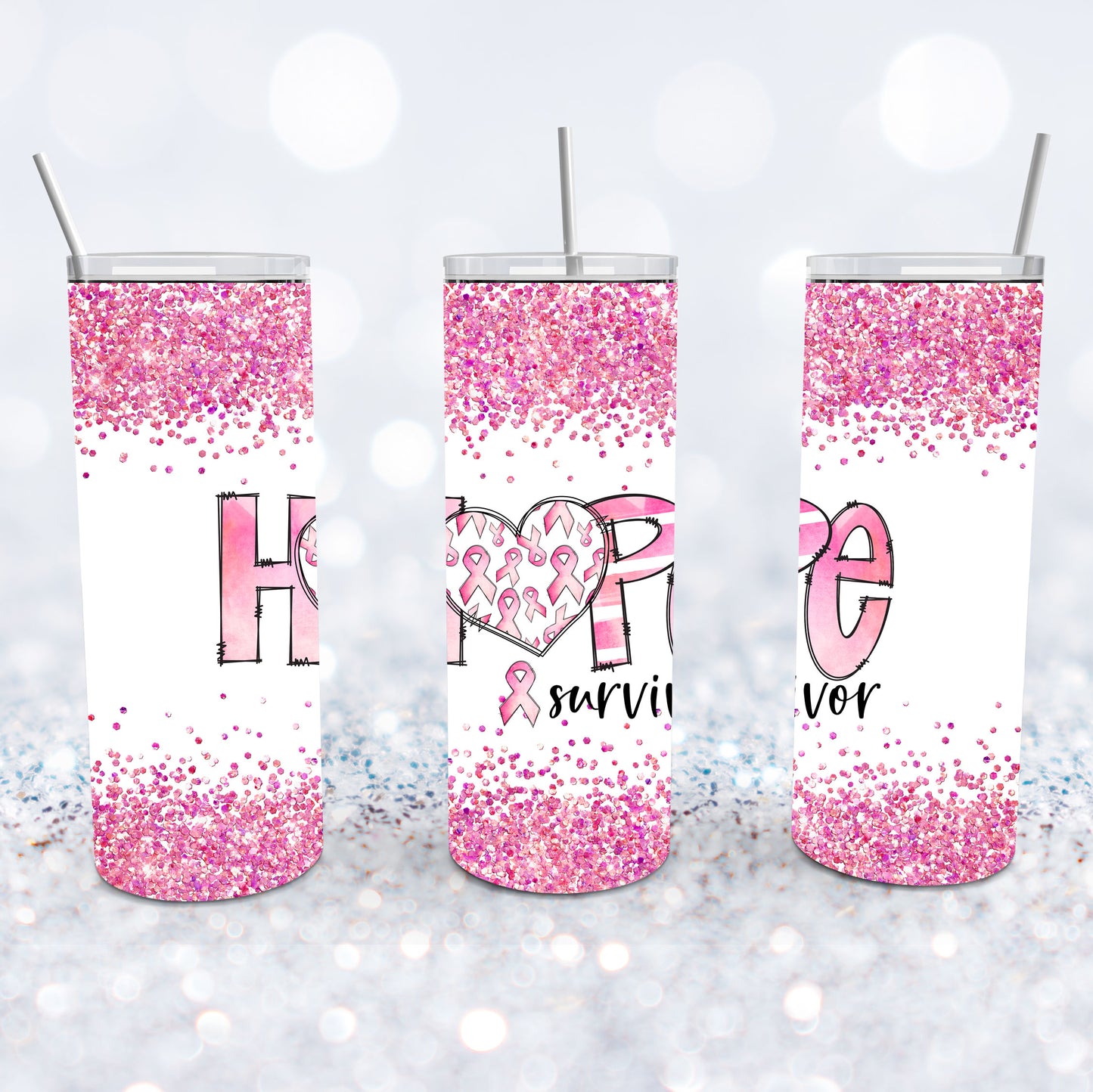 Pink Ribbon Hope Survivor Tumbler