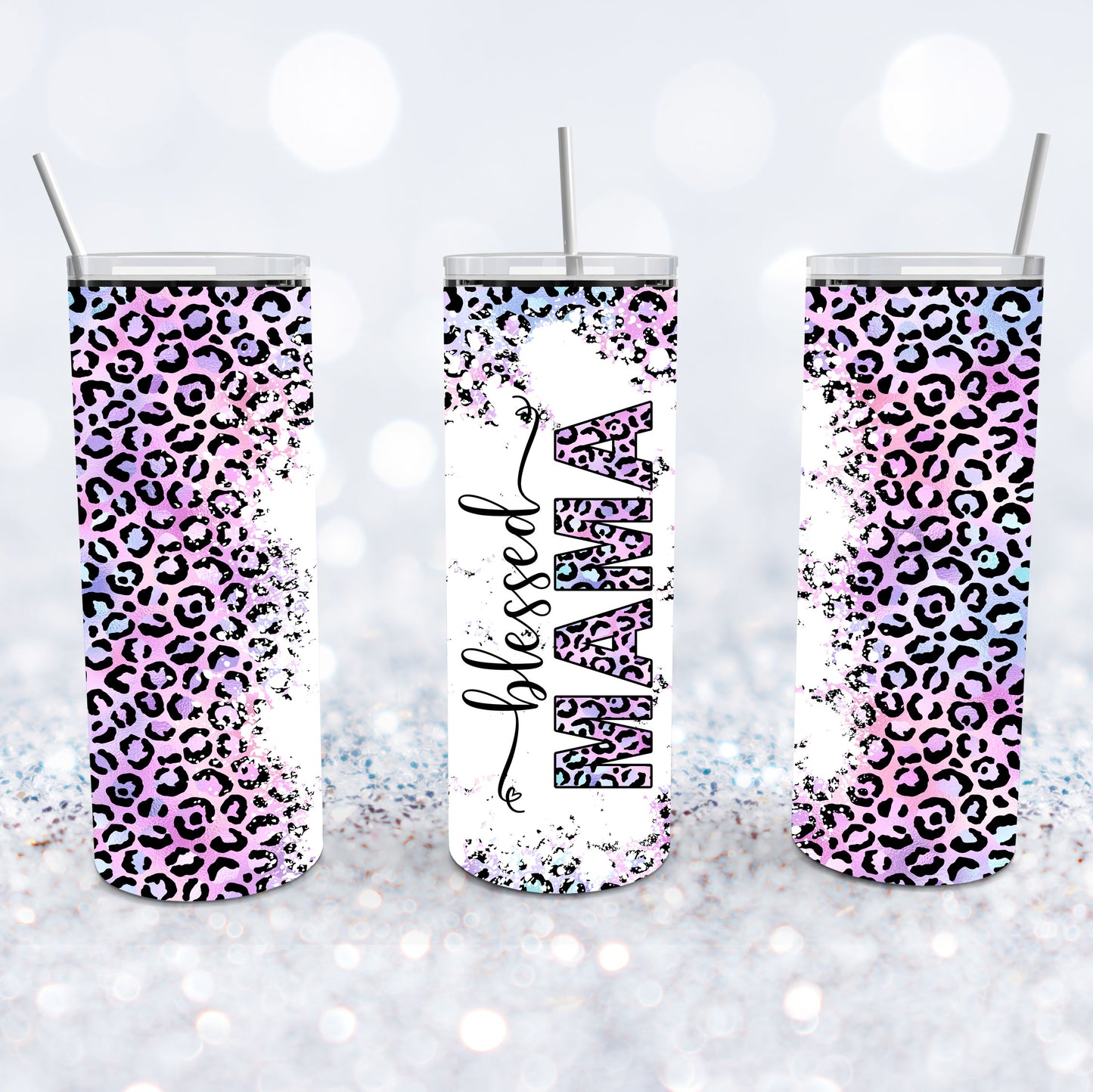 Pastel Leopard Blessed Mama Tumbler