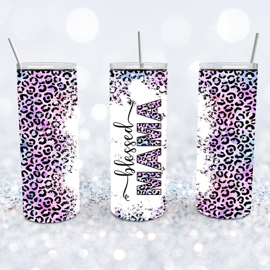 Pastel Leopard Blessed Mama Tumbler