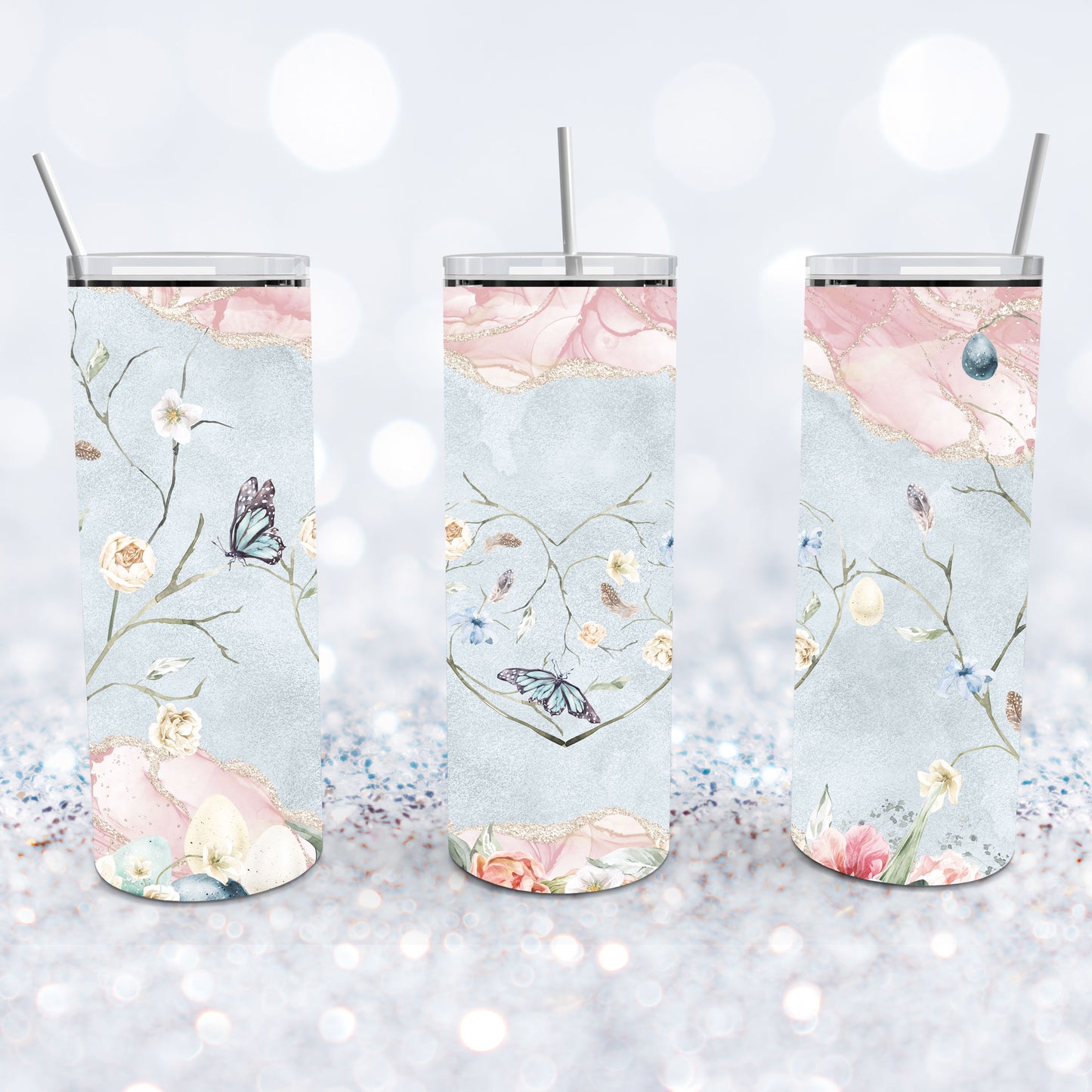Water Color Flowers And Twigs Tumbler