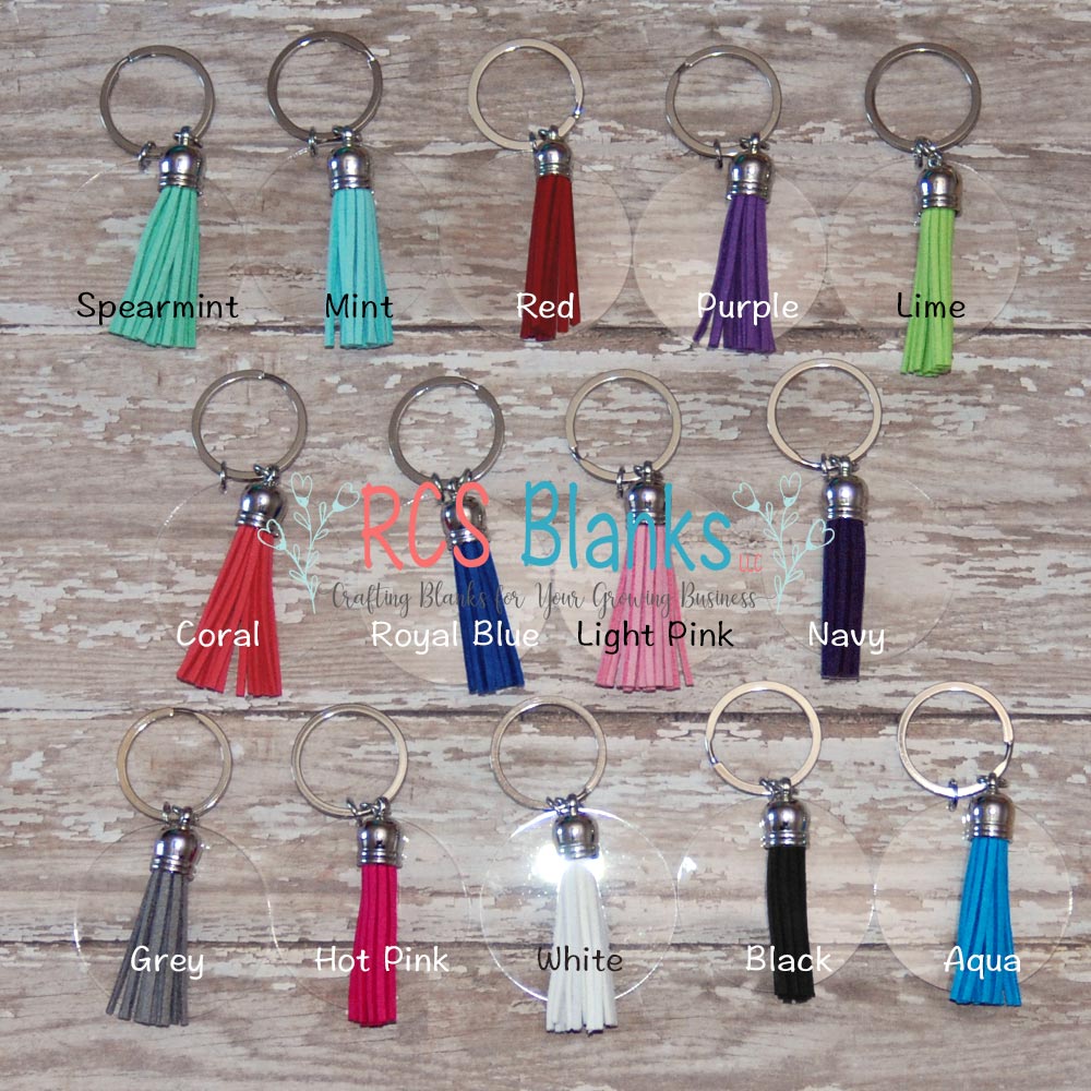 Acrylic Round Disc Keychain w/ Tassel