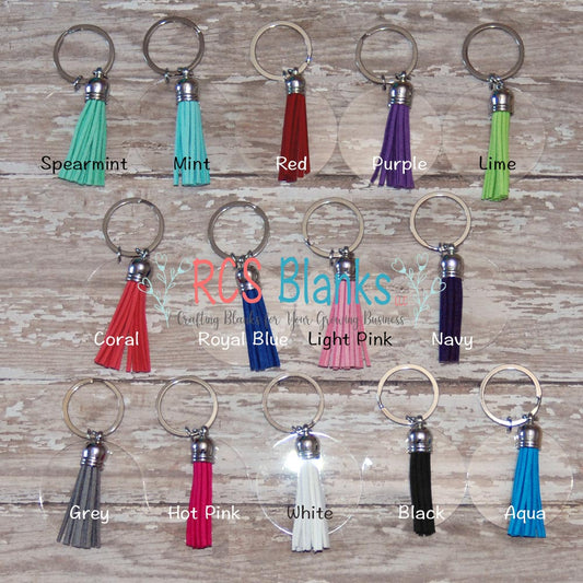 Acrylic Round Disc Keychain w/ Tassel