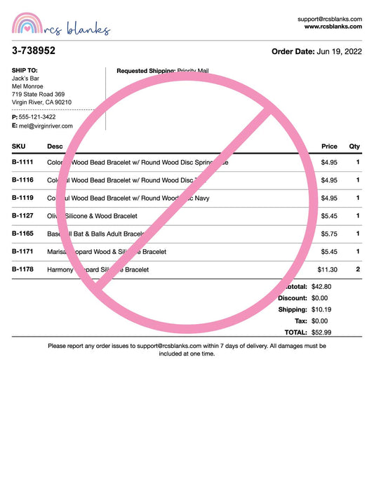 No Receipt - Gift or Dropship